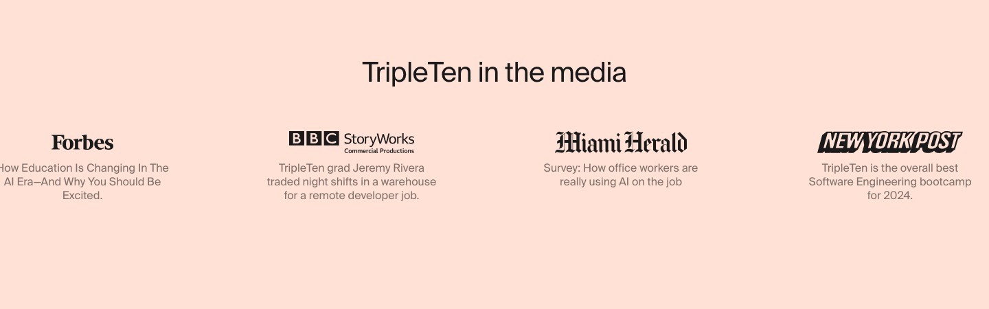 TripleTen press logo strip in the media
