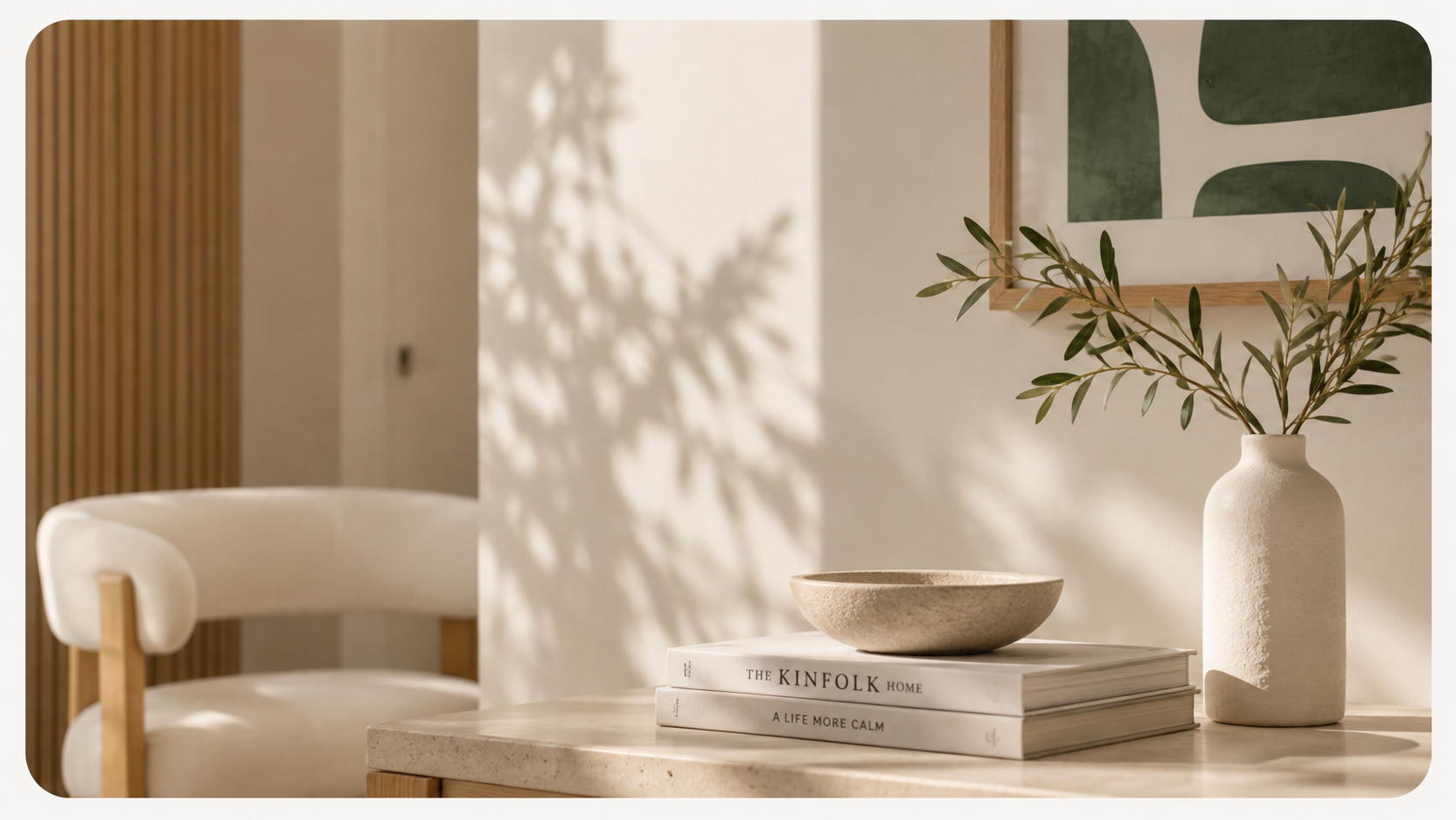 Wellness interior with an olive branch and chair